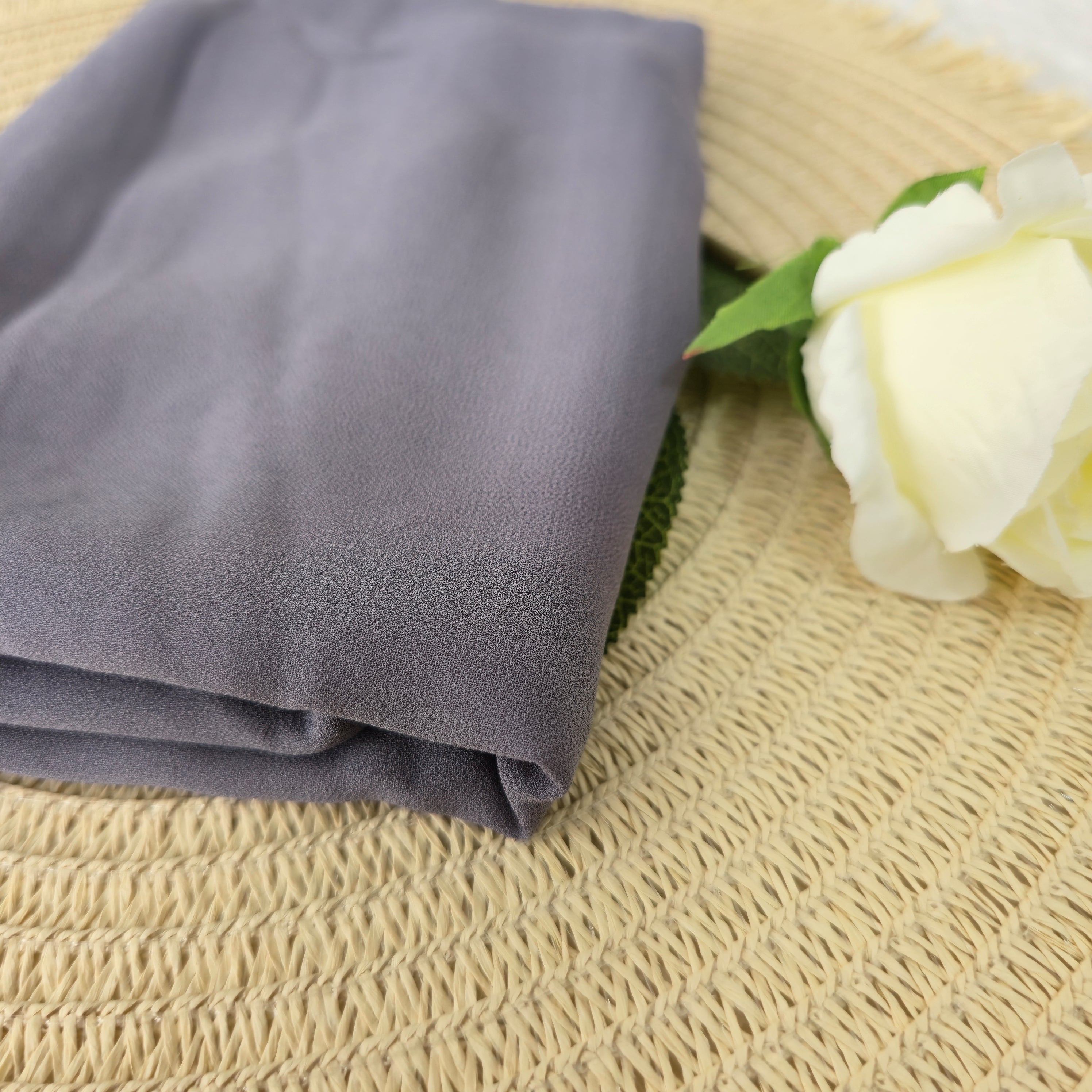 1pc Women's 2Meter Premium Chiffon Hijab  Slate Grey, Solid Color Knitted Scarf, Chiffon Hijab, Muslim Prayer Headwrap, Suitable For All Seasons