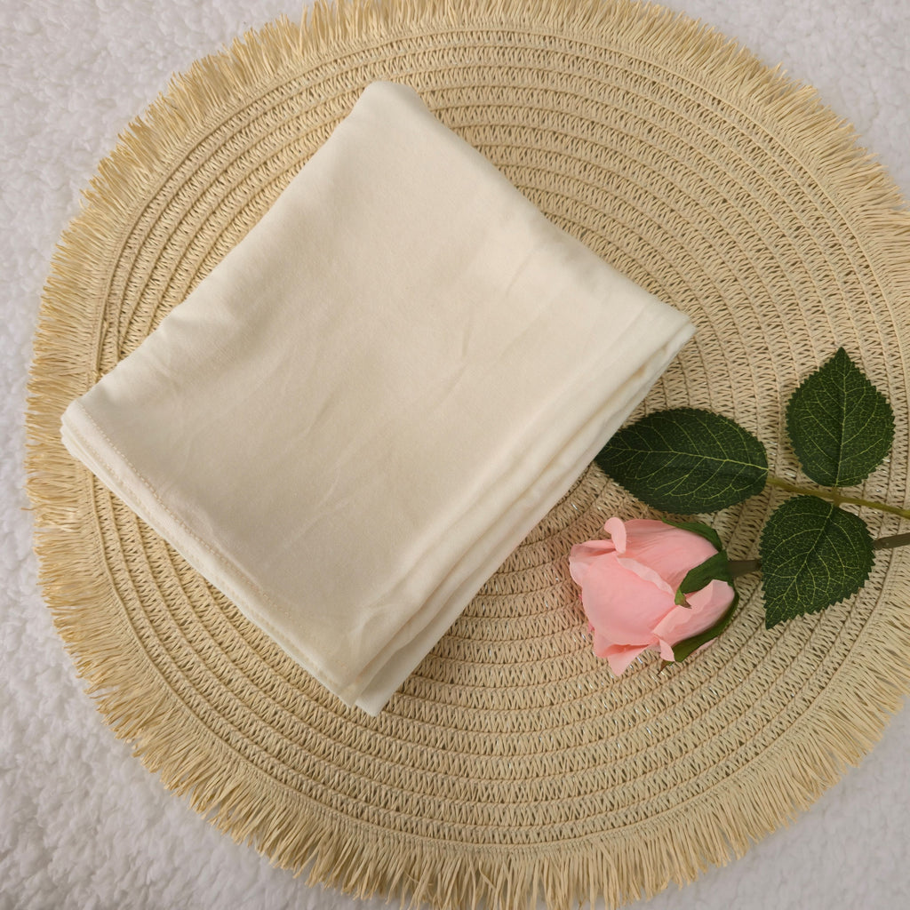 1pc Women's Premium Jersey Hijab Cream, Solid Color Knitted Scarf, Jersey Hijab, Muslim Prayer Headwrap, Suitable For All Seasons