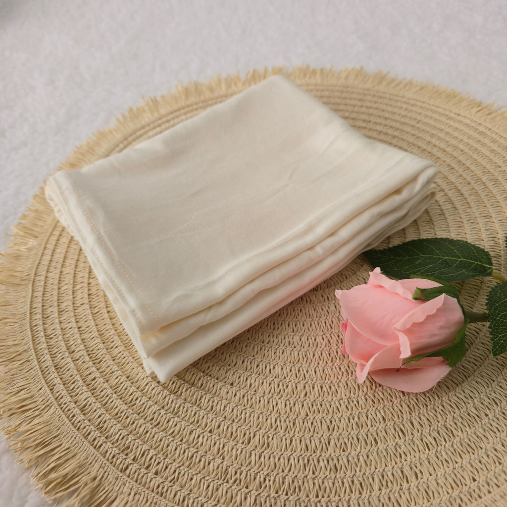 1pc Women's Premium Jersey Hijab Cream, Solid Color Knitted Scarf, Jersey Hijab, Muslim Prayer Headwrap, Suitable For All Seasons