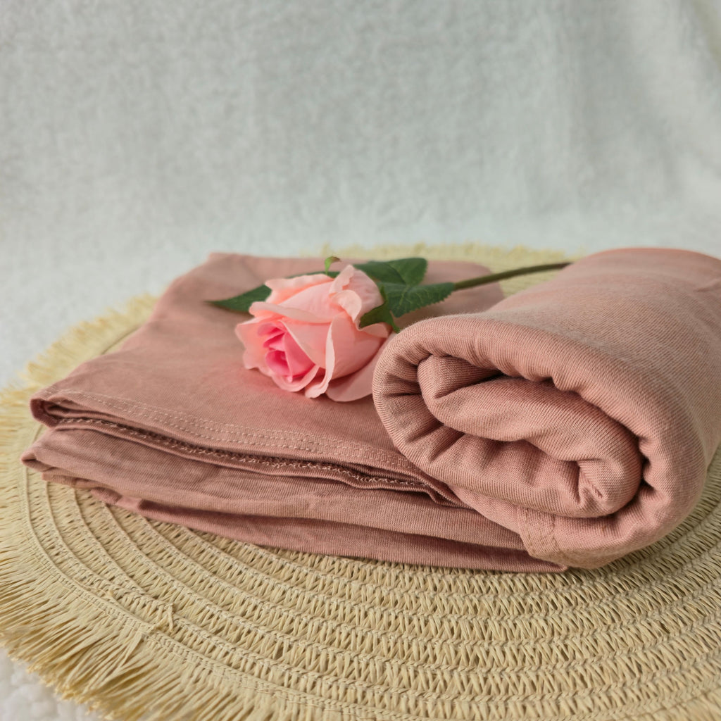 1pc Women's Premium Jersey Hijab Dusty Rose, Solid Color Knitted Scarf, Jersey Hijab, Muslim Prayer Headwrap, Suitable For All Seasons