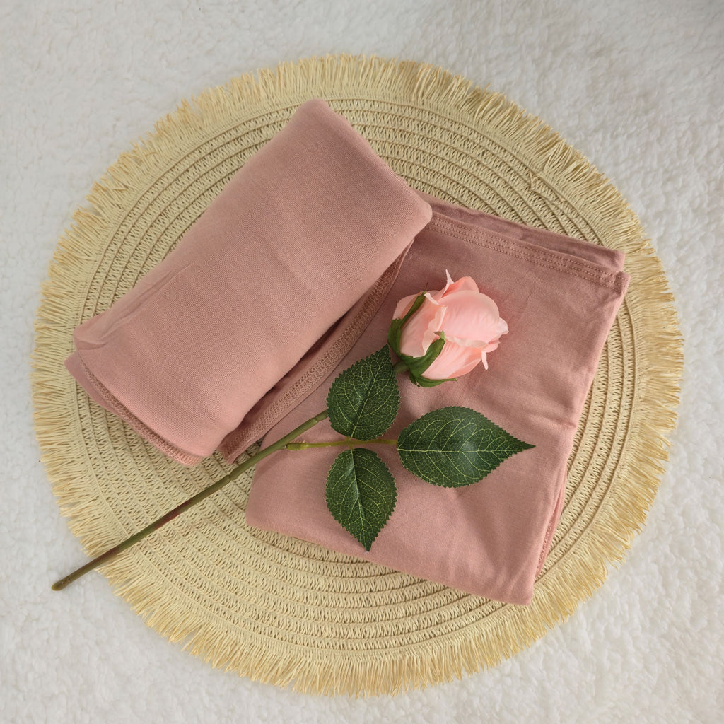 1pc Women's Premium Jersey Hijab Dusty Rose, Solid Color Knitted Scarf, Jersey Hijab, Muslim Prayer Headwrap, Suitable For All Seasons