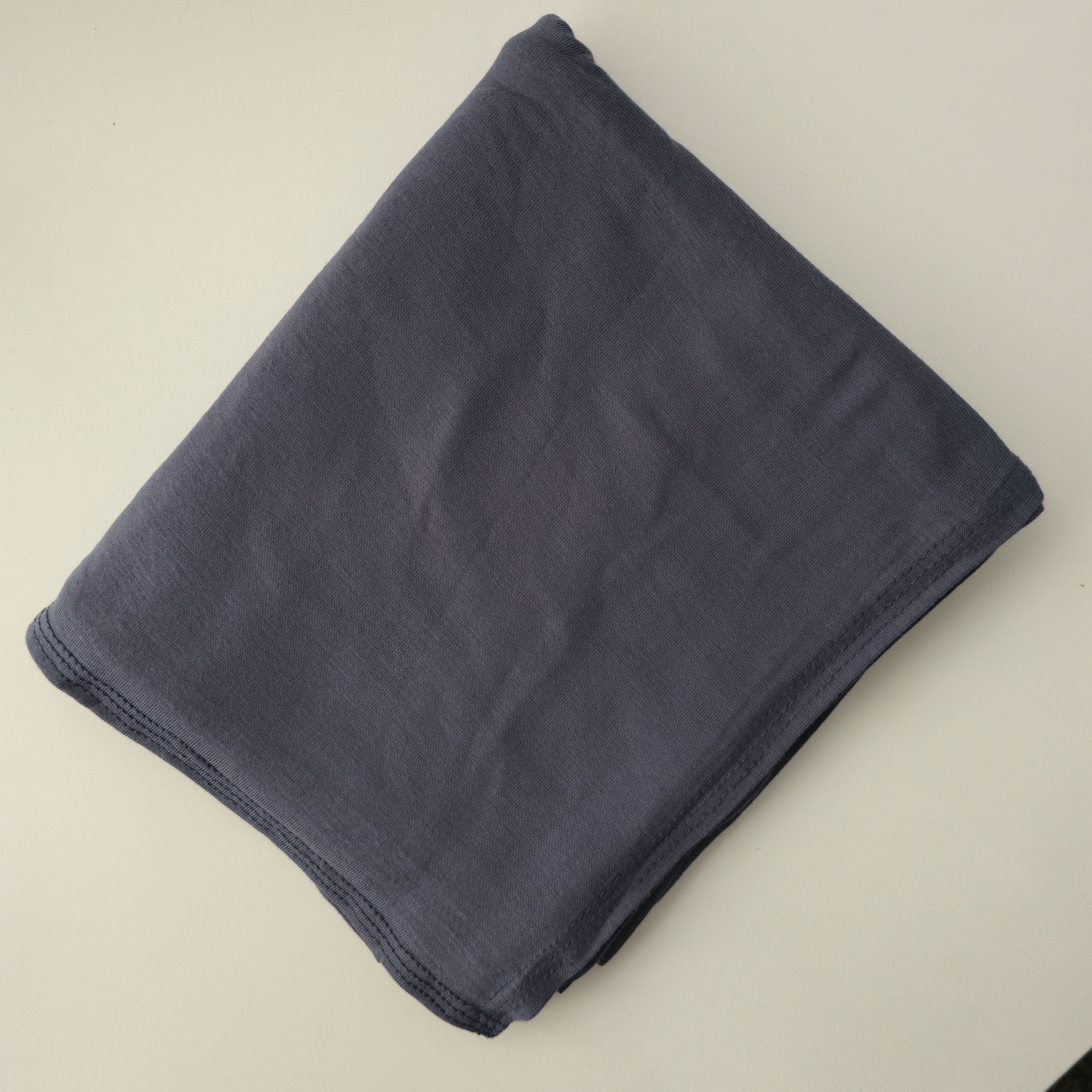 1pc Women's Premium Jersey Hijab Indigo Charcoal, Solid Color Knitted Scarf, Jersey Hijab, Muslim Prayer Headwrap, Suitable For All Seasons