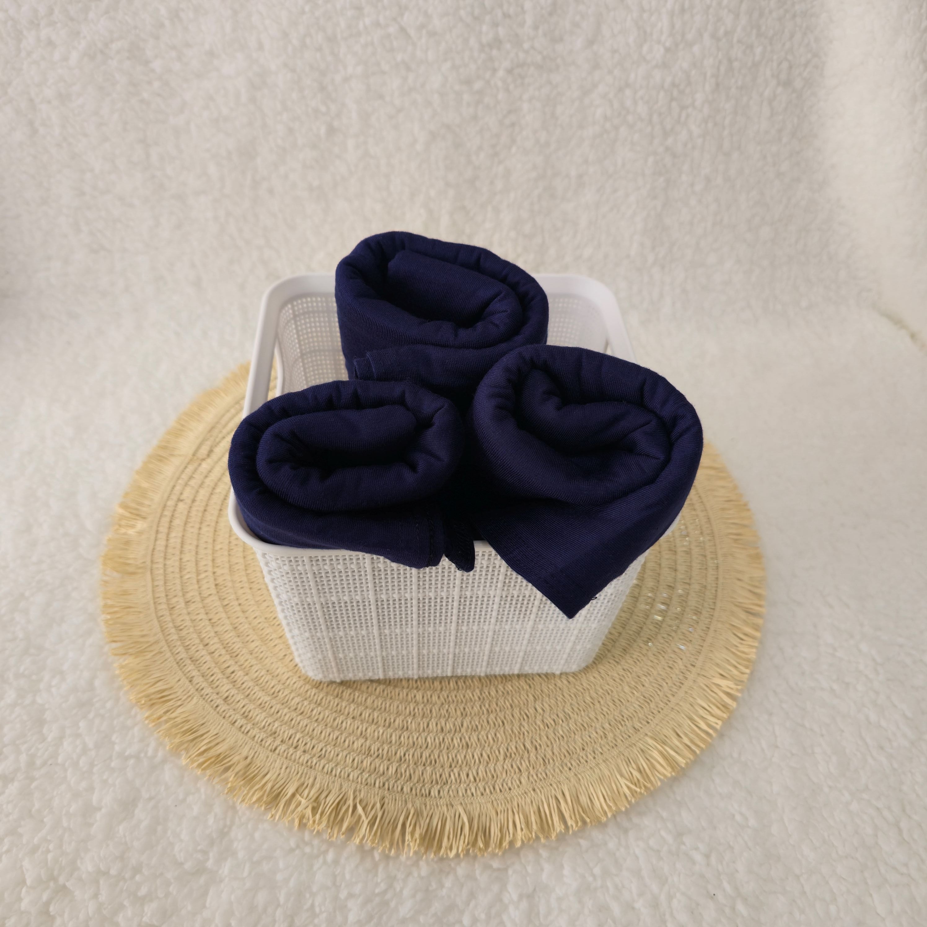 1pc Women's Premium Jersey Hijab Marine Blue, Solid Color Knitted Scarf, Jersey Hijab, Muslim Prayer Headwrap, Suitable For All Seasons