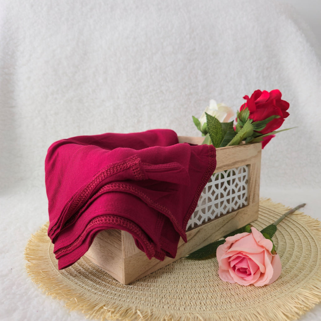 1pc Women's Premium Jersey Hijab Raspberry, Solid Color Knitted Scarf, Jersey Hijab, Muslim Prayer Headwrap, Suitable For All Seasons