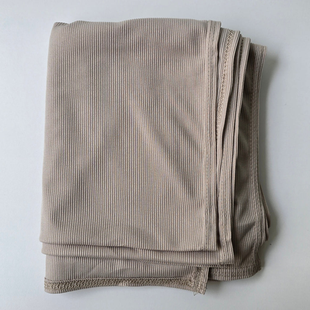 1pc Ribbed Jersey Hijab Beige, Headscarf, Solid Color, Jersey Hijab, Muslim Prayer Headwrap, Suitable For All Seasons