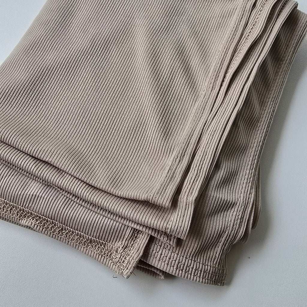 1pc Ribbed Jersey Hijab Beige, Headscarf, Solid Color, Jersey Hijab, Muslim Prayer Headwrap, Suitable For All Seasons
