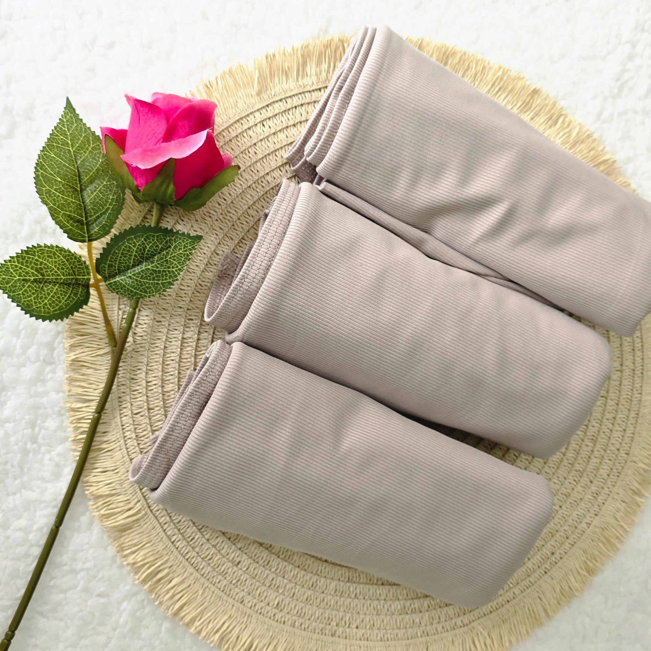 1pc Ribbed Jersey Hijab Beige, Headscarf, Solid Color, Jersey Hijab, Muslim Prayer Headwrap, Suitable For All Seasons