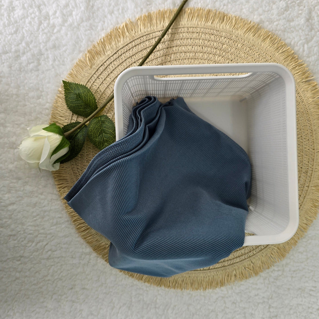 Ribbed Jersey Hijab Denim Blue